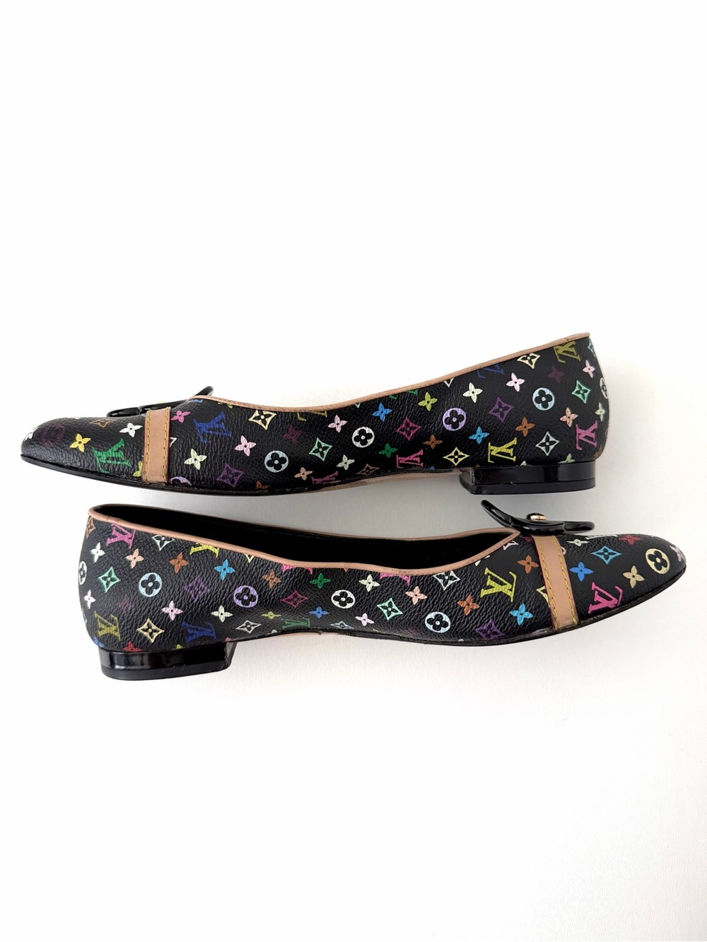 LOUIS VUITTON | Takashi Murakami Multicolor Ballet Flats Black Monogram EU 38.5 - Picture 3 of 14